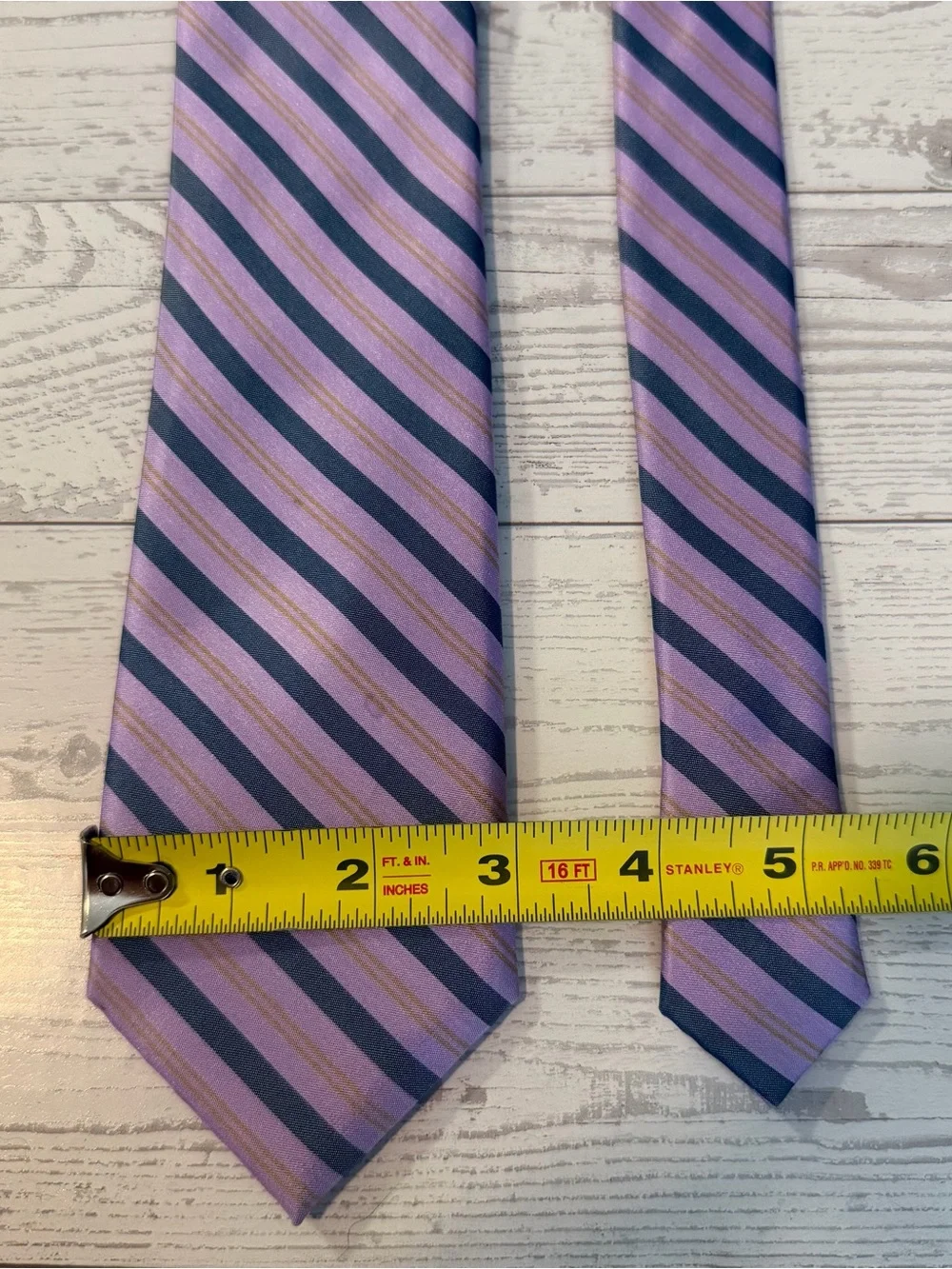 Haggar, 100% Silk, Striped Tie, Purple Gold, Necktie